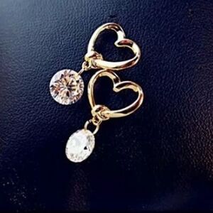 The Love Heart Crystal Drop Dangle Earrings